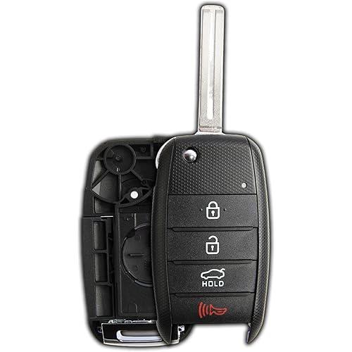 KeylessOption Keyless Entry Remote Flip Key Fob Shell Case Cover Button Pad for Kia Optima Rio Soul Sportage
