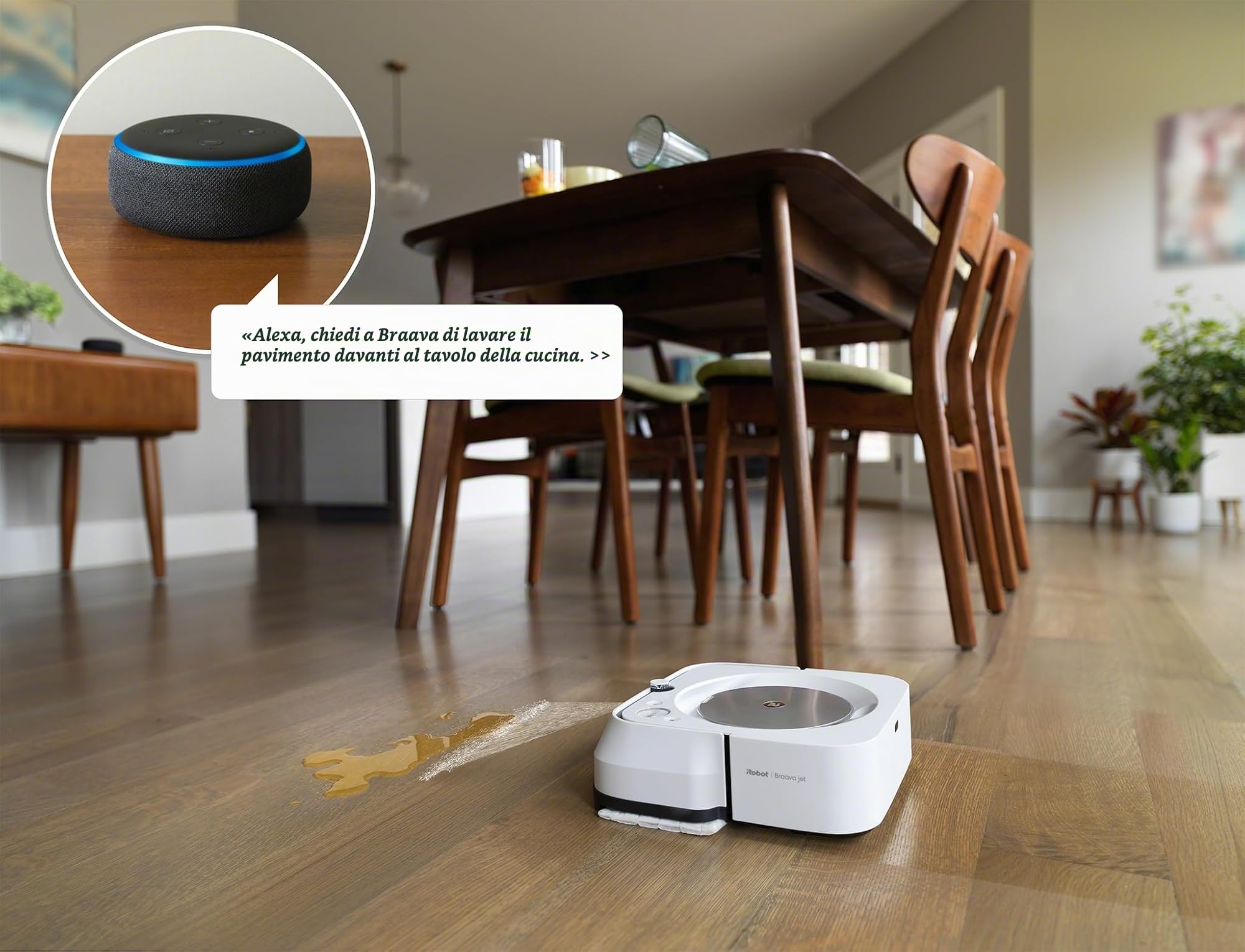 iRobot Braava Jet m6-138, Lavapavimenti, Precision Jet Spray, Nebulizzatore di Getto a Pressione per il Lavaggio, WiFi, 100 W, 0.15 L, Bianco