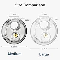 Vista 6 de Puroma Cerradura de disco resistente, acero inoxidable, resistente al agua y al óxido, grillete de 5/16 pulgadas, 3 llaves (paquete de 1)