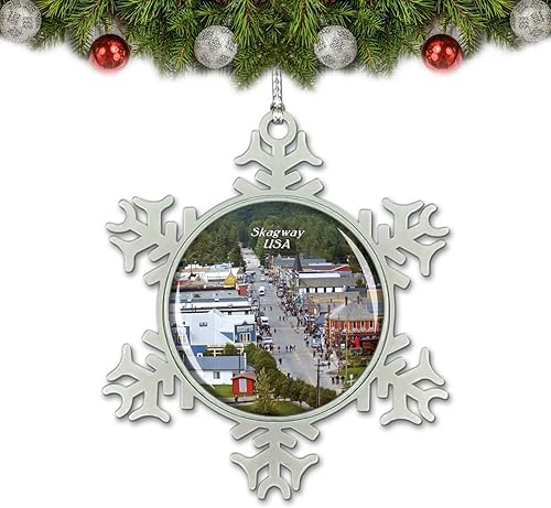 Estados Unidos América Skagway Alaska Adorno de Navidad Decoración de árbol de cristal Metal recuerdo regalo