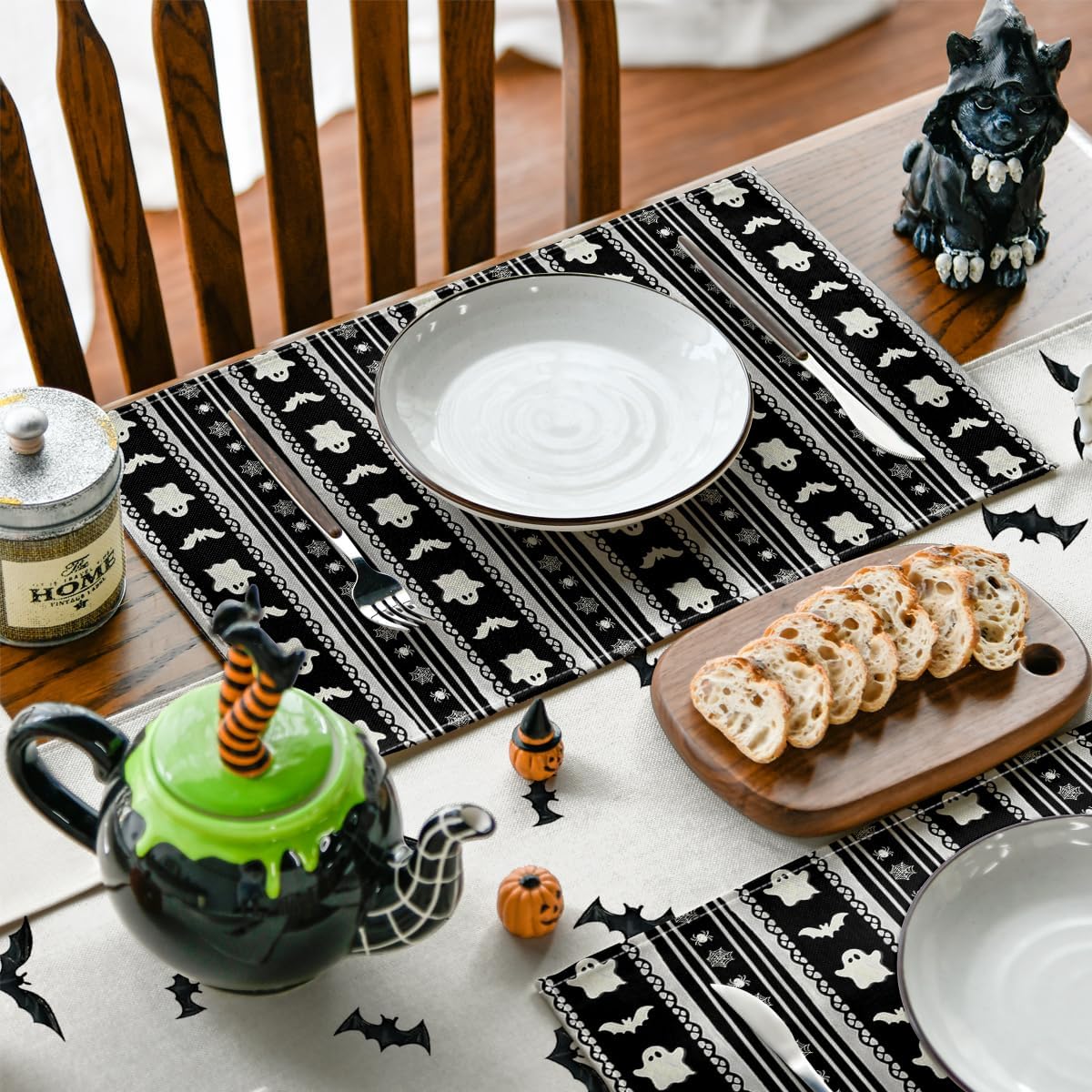 Artoid Mode Bat Spider Halloween Placemats Set of 4-12 x 18 Inch