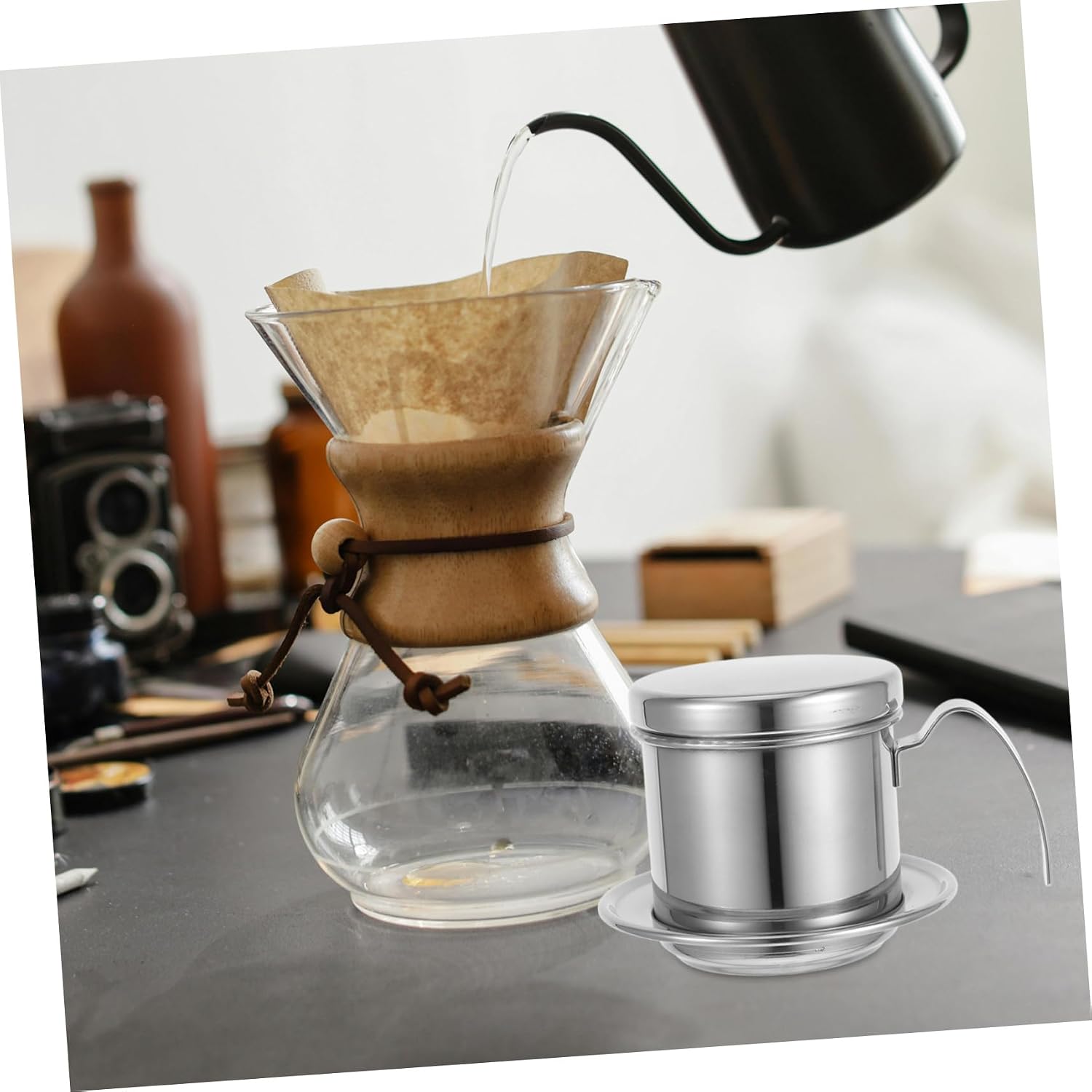 Japanese Maker Traditional Brew Pot Drip Filter Coffee Maker Stainless Steel Drip Brewer for Outdoor Use
