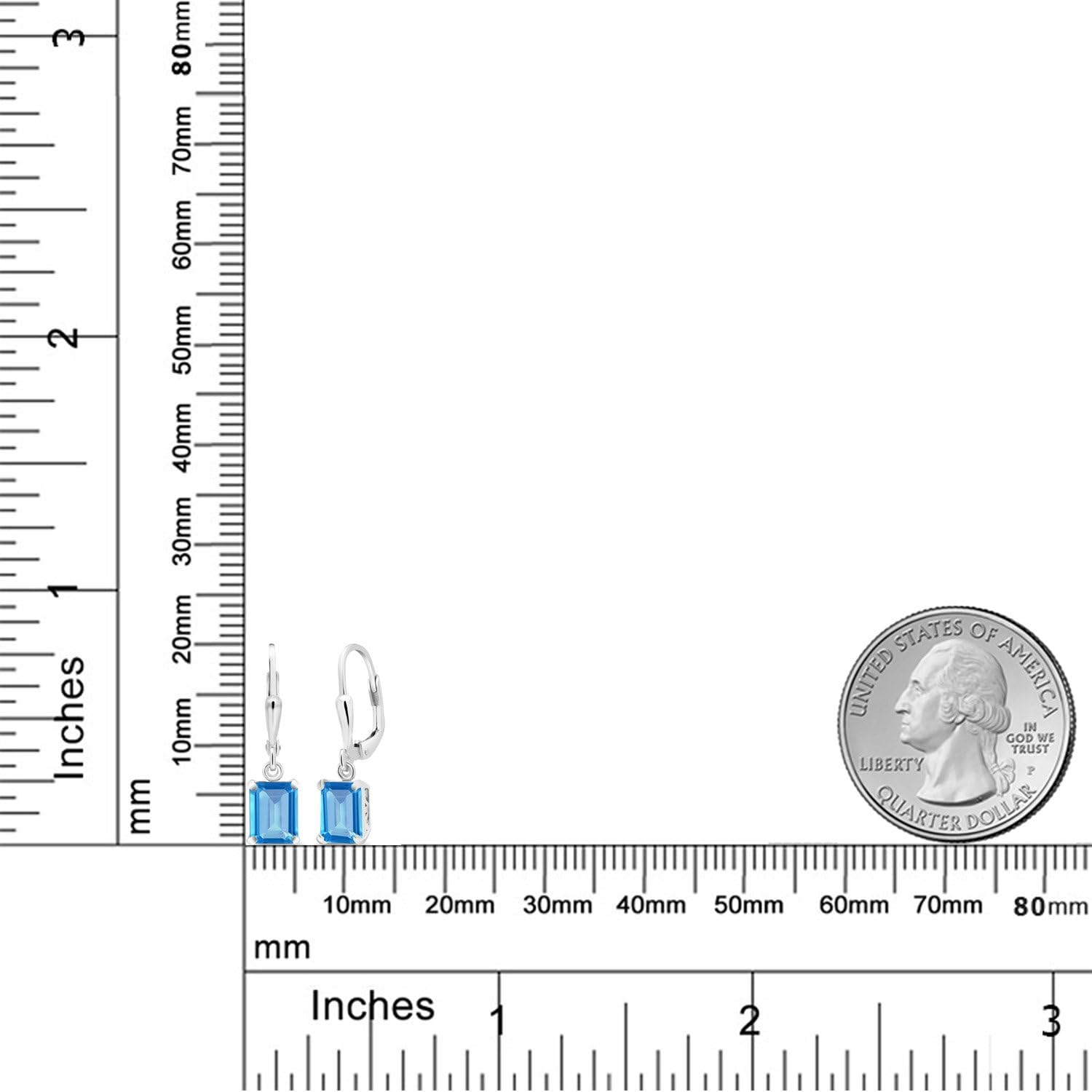 Gem Stone King Leverback Drop Dangle Earrings For Women | 8X6MM Emerald Cut Gemstone Birthstone | 925 Sterling Silver | Fine Jewelry Gifts for Her Mom Women Wife - Image 4