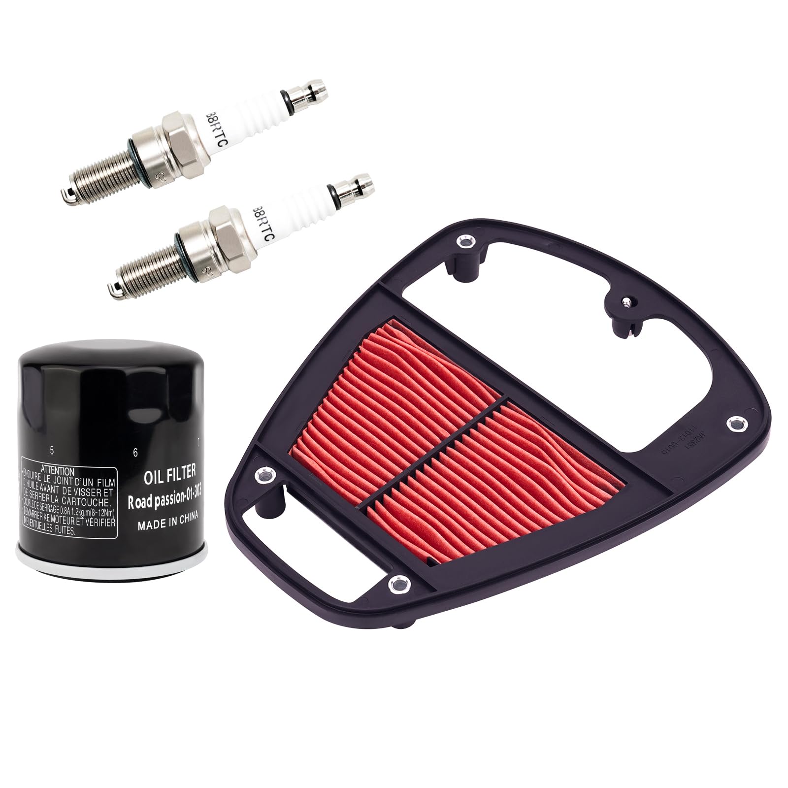 Road Passion Moto Filtro de Aire 11013-0917 HFA2919 & Filtro de aceite & Candele di accensione Compatible para Kawasaki VN900 Vulcan 900 Custom 2006-2023/ VN900 Classic SE Special Edition 2011-2014