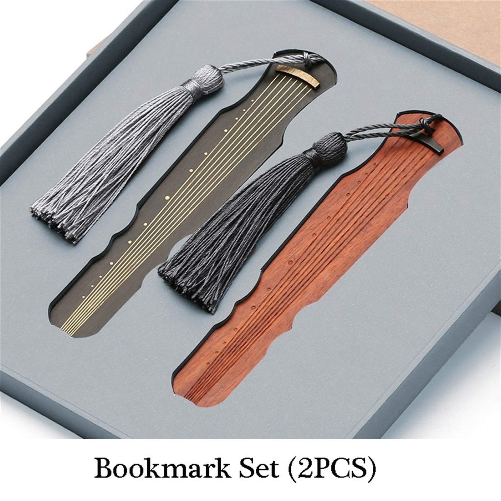 Śliczne Zakładki 2 Sztuk Chiński styl Mahogany Zestaw zakładek Guqin, Starożytne zakładki Tassel, Antyczne Tassel Creative Gift, Idealny prezent dla przyjaciół i rodziny Wyjątkowe Prezenty