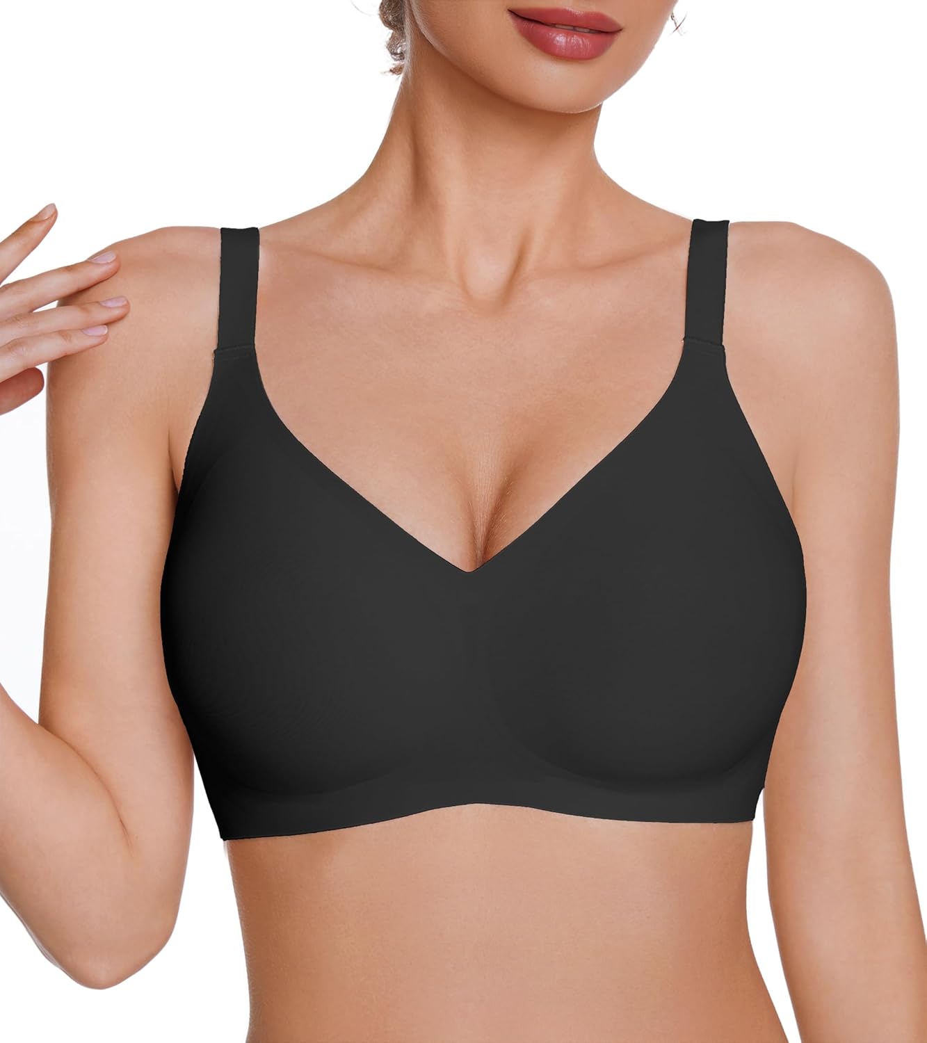 FITPPY Jelly Wireless Bras for Women Push Up Seamless No Underwire Deep V Bras Comfortable Tshirt Bralettes Everyday Bras