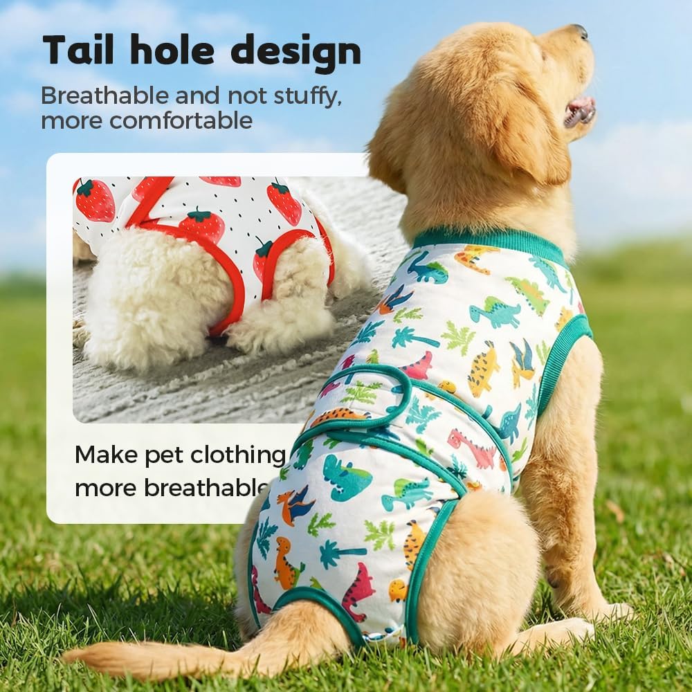Recovery Suit for Dogs Cats After Surgery, Professional Pet Recovery Shirt Dog Abdominal Wounds Bandages, Alternative Bandages (Red, L(Back:16.1-20.1'', Weight:23-48 LB))