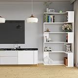 OXFENSEE Bibliotheque Angle，Etagère d'angle à 5 étages, en Bois, Hauteur : 169 cm, Grande Etagere Ouverte, Style Moderne Meuble de Rangement pour Salon, Etudier,Chambre, Blanc - 7
