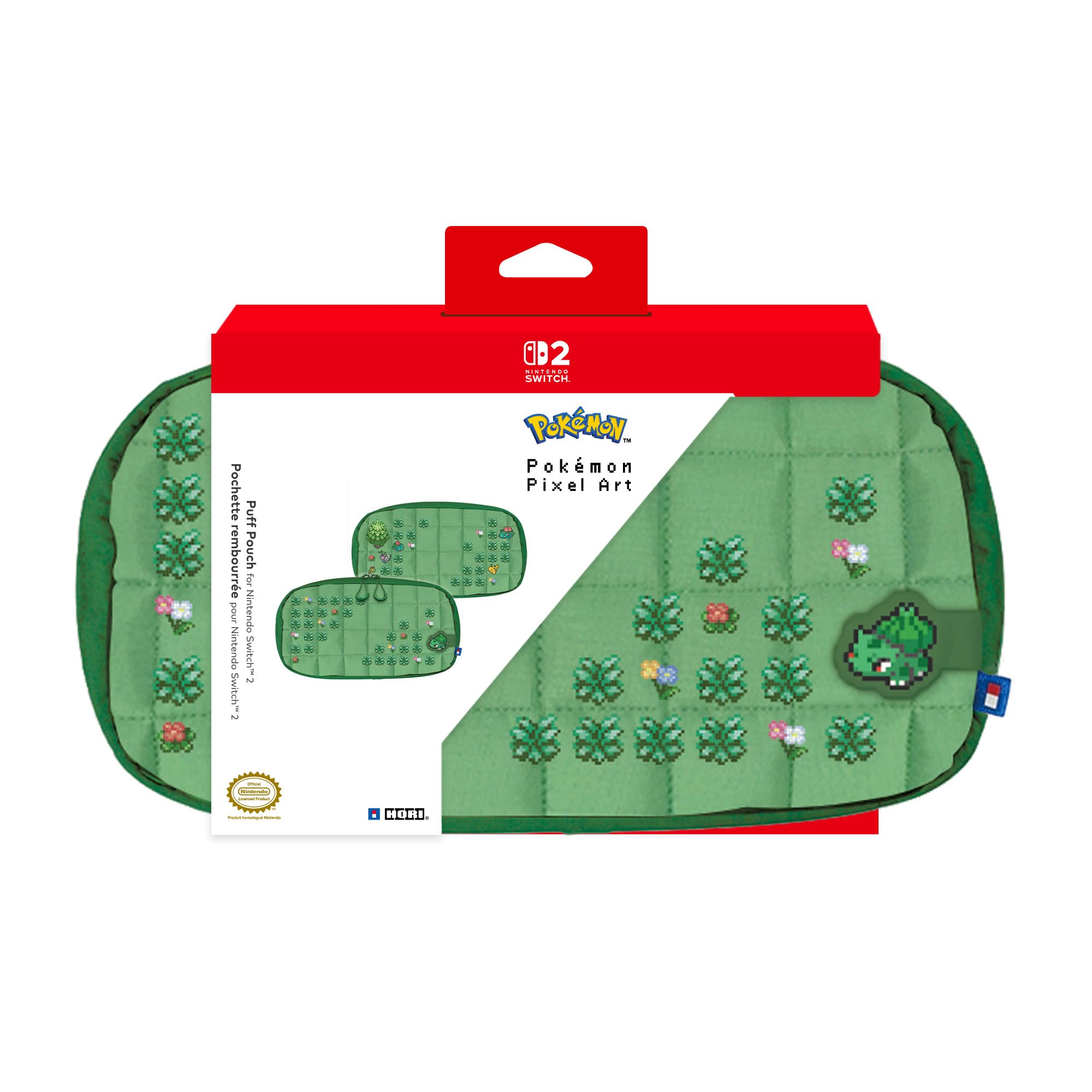 Hori Puff Pouch (Pokémon Pixel Green) for Nintendo Switch 2, Officially Licensed by Nintendo