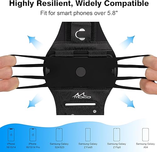 Miniatura 3 de MoKo Brazalete giratorio de 360 para iPhone 16 15 14 13 Pro Max Plus Samsung Galaxy Note S24 S23 se adapta a teléfonos inteligentes de más de 5.8