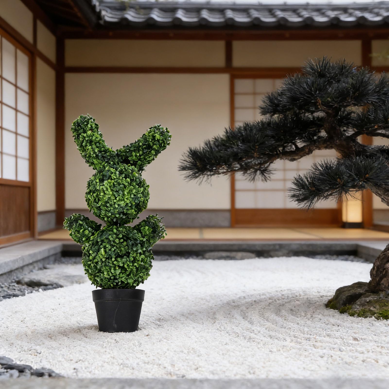 Naroote Decorazioni Pasquali, Albero Topiario a Forma di Coniglietto Artificiale da 90 Cm con Stringa Luminosa Pianta di Coniglio Finto Decorazione Versatile Estetica Naturale