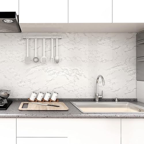 Miniatura 4 de practicalWs Papel tapiz de mármol para despegar y pegar de 15.7 x 236.2 pulgadas, papel de contacto de mármol para armarios y cajones, papel de
