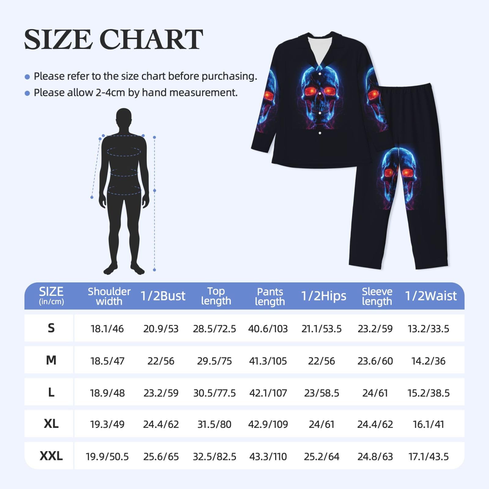 Langärmeliges Pyjama-Set für Herren, Halloween, Totenkopf-Aufdruck, zweiteilig, Hauskleidung, bequeme Nachtwäsche