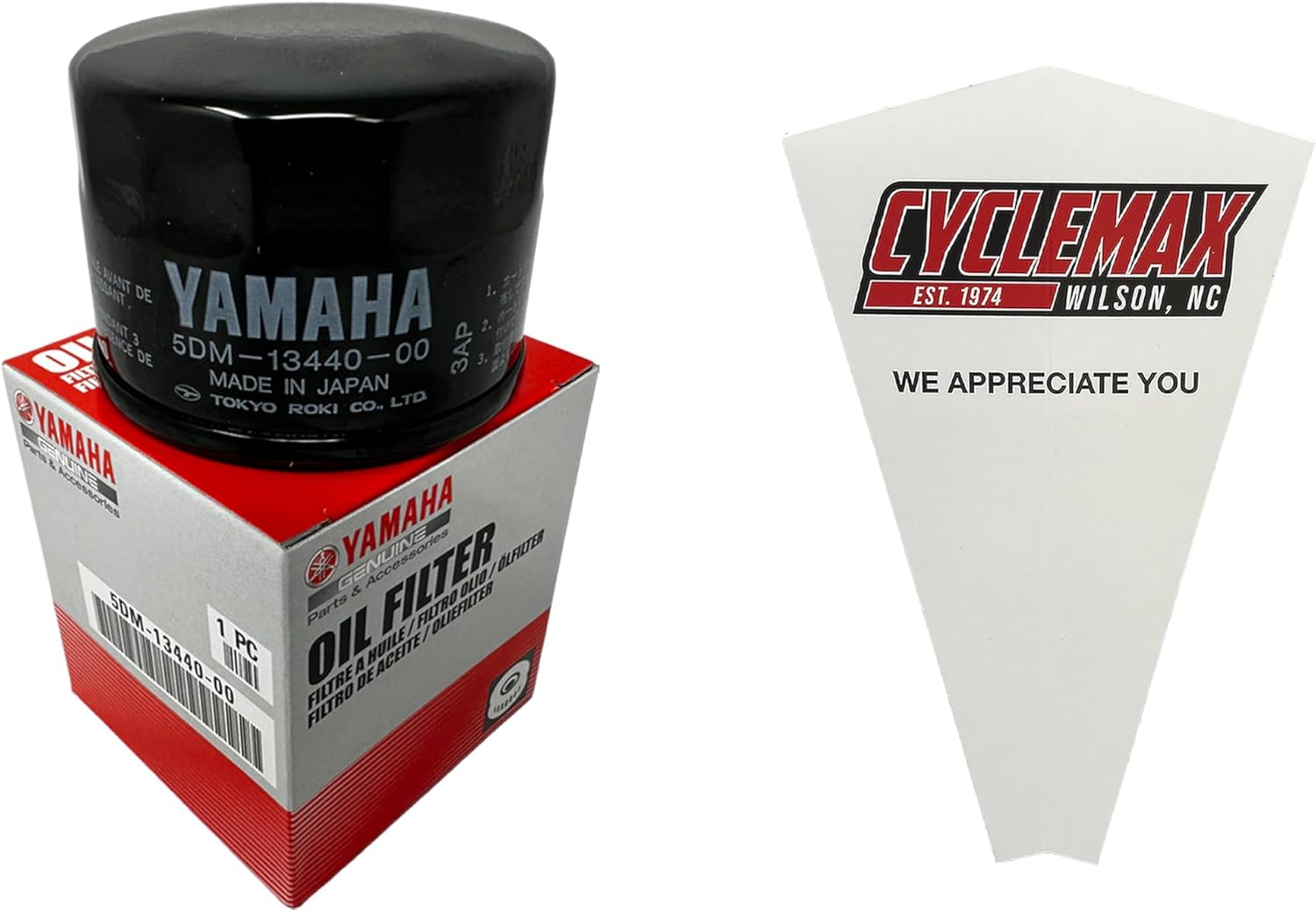 Cyclemax One Pack compatible with Yamaha Oil Filter Cleaner Element Assembly 5DM-13440-00-00 Contains One Filter and a Funnel