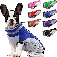 Vista 66 de Lelepet Abrigo cálido para perro, abrigo de invierno para perro, chaqueta impermeable para perros con arnés integrado reflectante para mascotas
