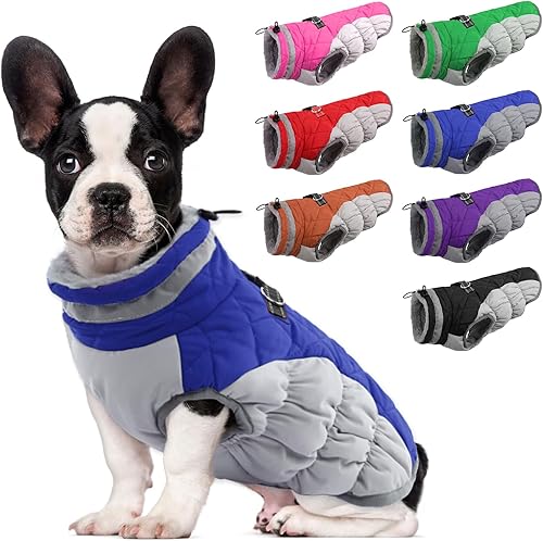 Lelepet Abrigo de invierno cálido para perro, chaqueta para clima frío, chaleco reflectante de cuello alto, chaleco para perro con cuello de felpa,