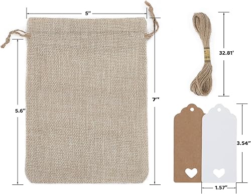 Miniatura 2 de Tapleap Bolsas de arpillera de 5 x 7 con cordón, 30 bolsas de regalo para envolver regalos de Navidad, manualidades, velas, recuerdos, para