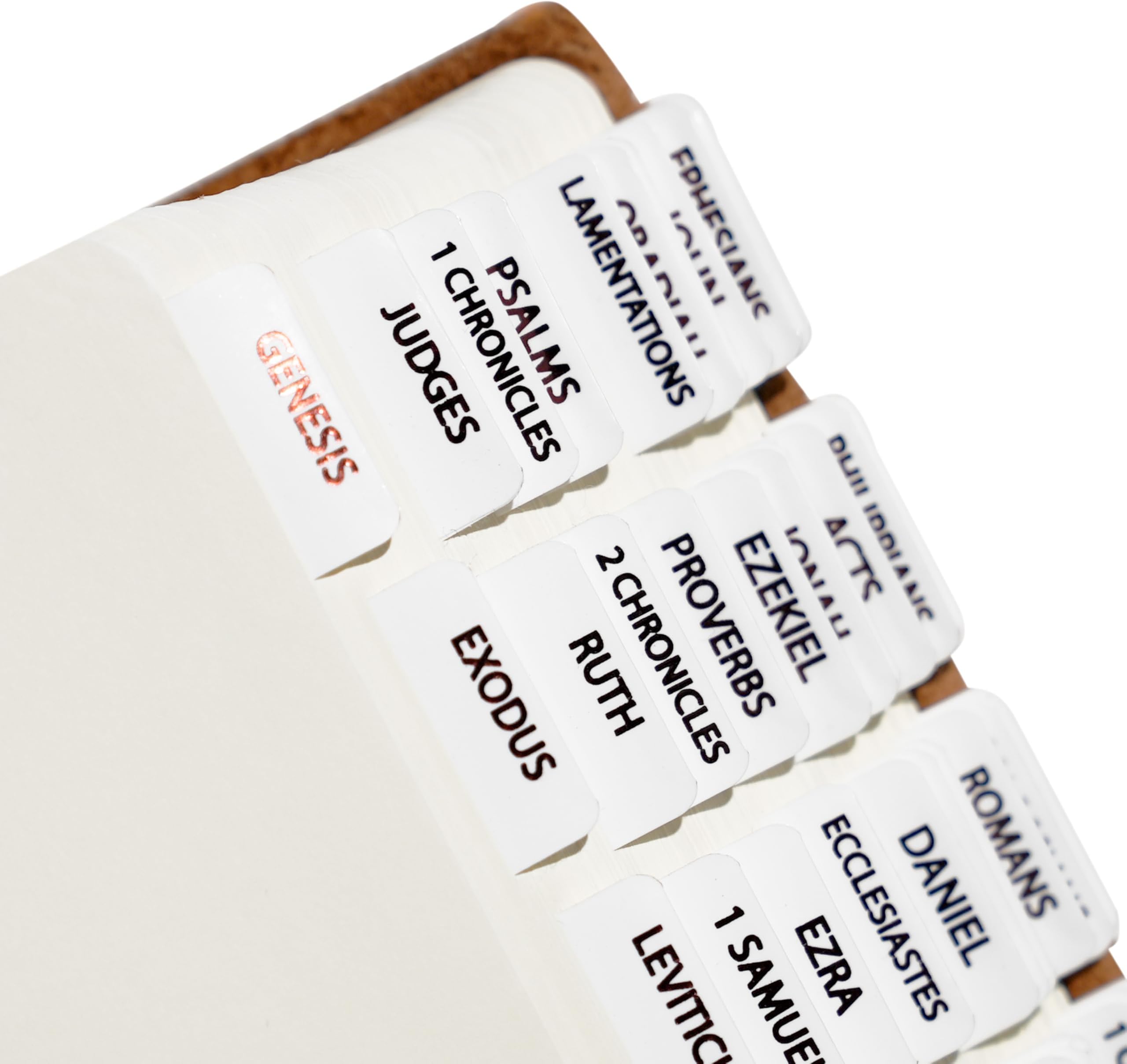 Idyllic Grace - Bible Tabs, Burgundy Foil Lettering, Bible Study Tool, Bible Journaling, Old and New Testament, Christian, Catholic, Apocrypha, Indexing, 90 Tabs, Glossy Laminated, Durable - Faithful