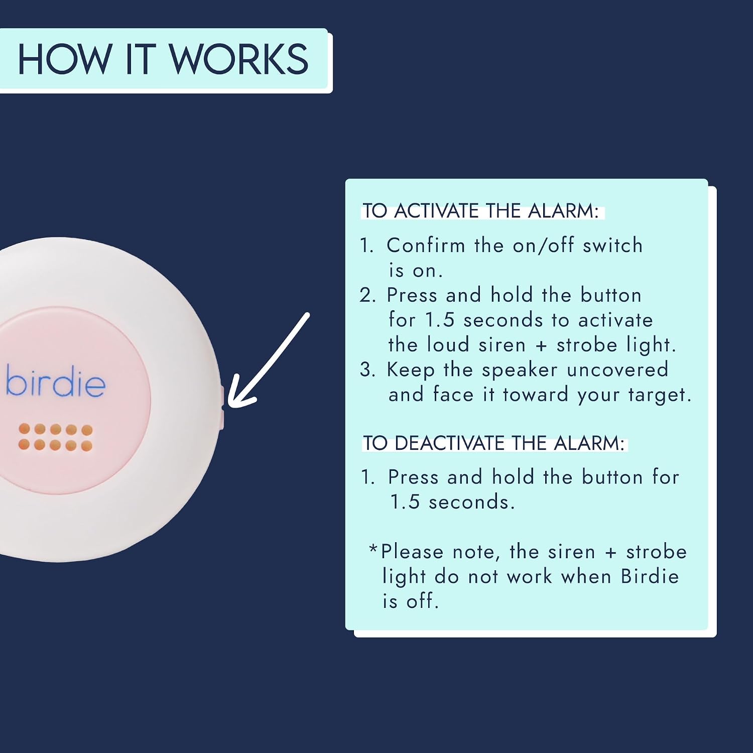 She's Birdie - The Original Personal Safety Alarm Disc for Bikes, Hikes, and Late Nights - Loud Siren, LED Light for Extra Visibility, Rechargeable, Handsfree, Lightweight, Water Resistant (Blossom)