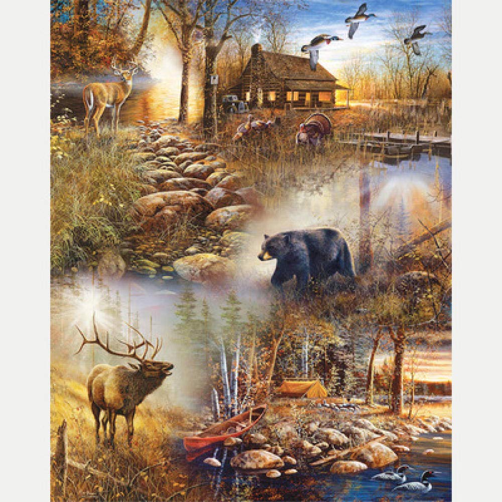 Diamant peinture 5D complet point de croix mosaïque strass résine ours wapiti lodge 50x60