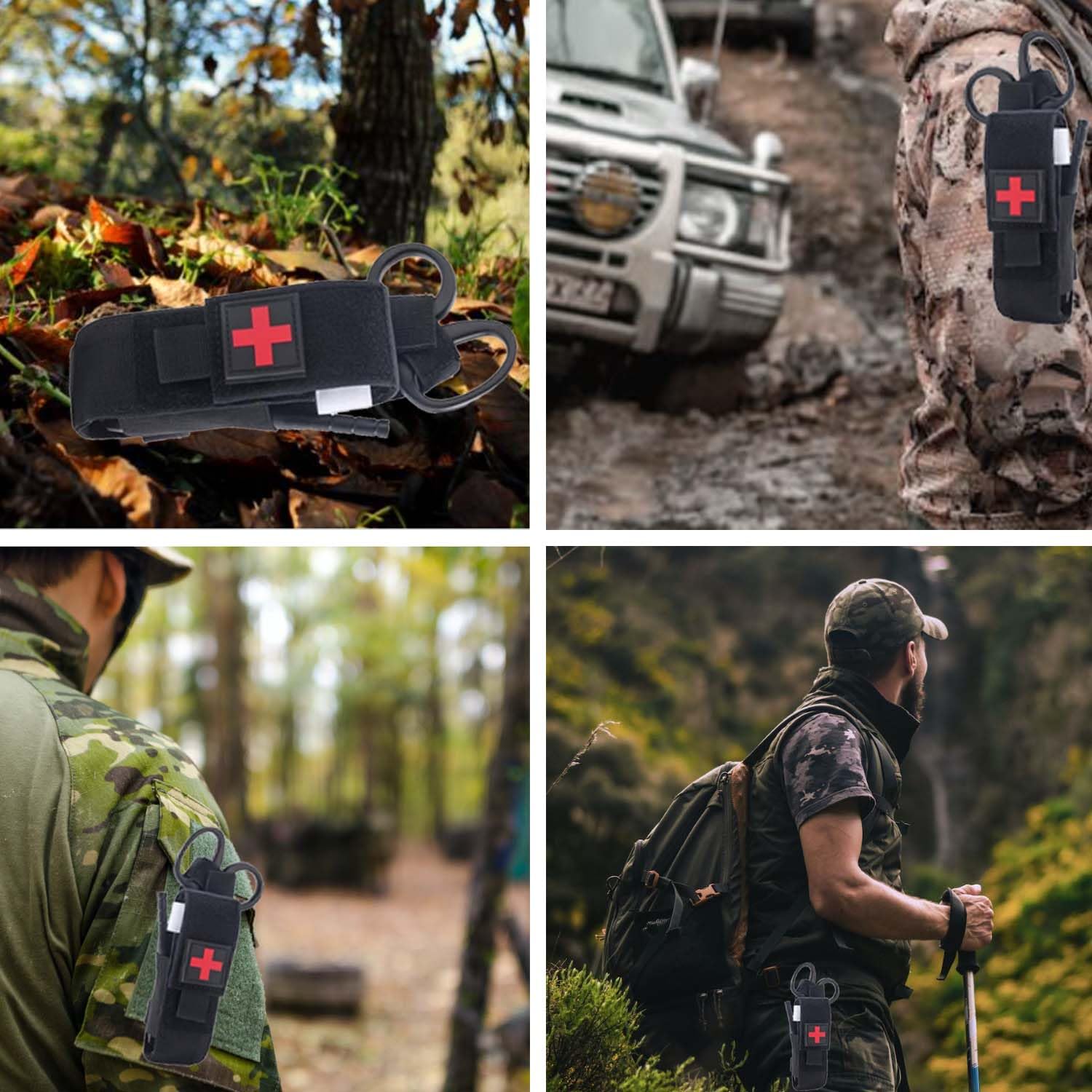 Bolsa Torniquete Titular Táctico Molle Bolsa Pouch TQ Portátil Militar Primeros Auxilios Estuche de Equipo y Trauma Bolsa de Tijeras Médicas Funda Táctica EDC Tool Negro