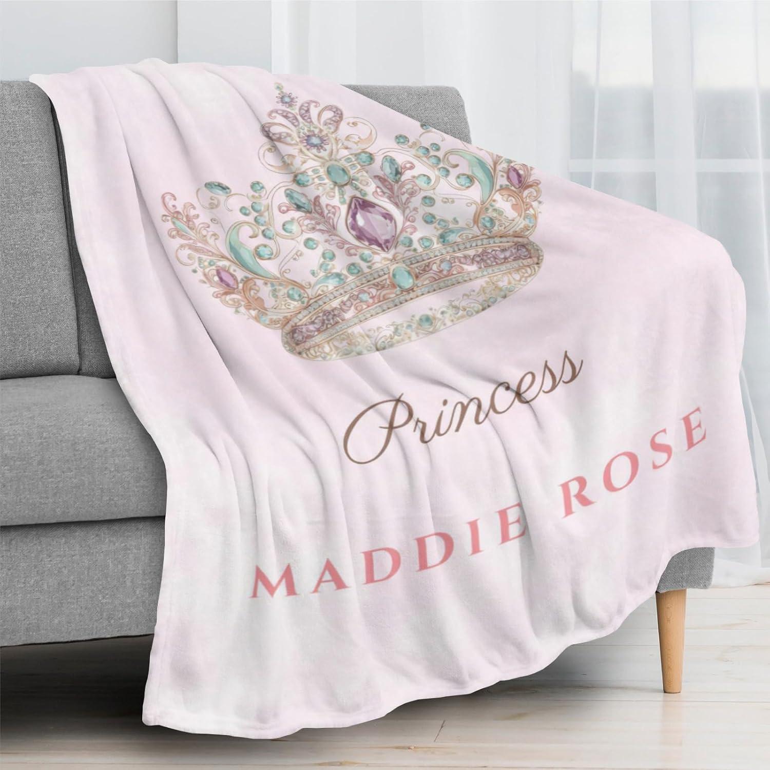 Custom Baby Blankets with Name Personalized Baby Blankets for Girls Personalized Baby Gifts Custom Princess Crown Blanket for Girls - Diamond Crown 60x80in