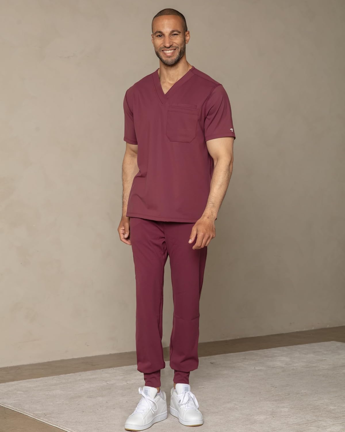 Scrub Top for Men - 3 Pockets, Tailored Fit, V-Neck, 4-Way Stretch, Moisture-Wicking
