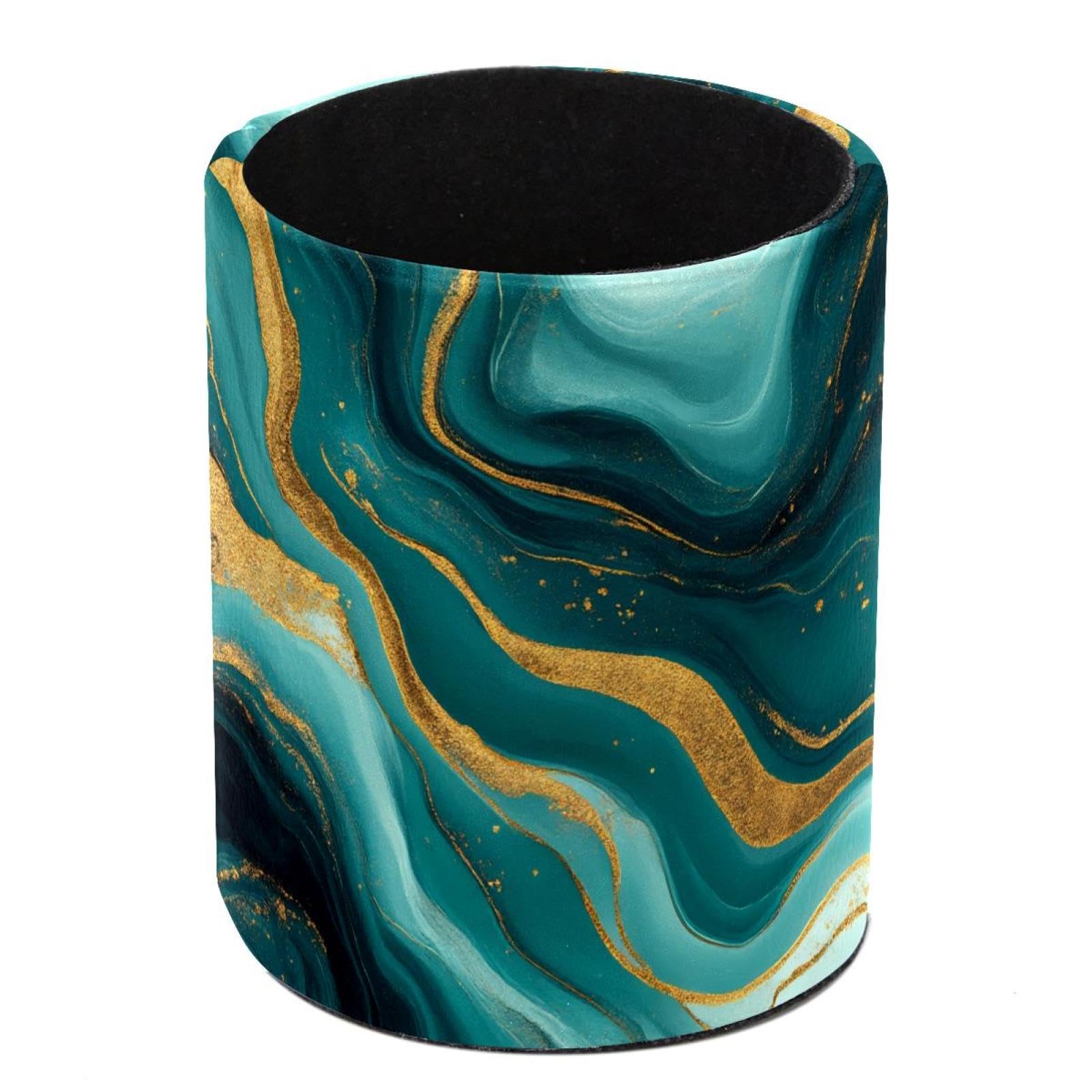 HEOEH Marble Pen Holder for Desk, PU Leather Pencil Holder Pen Cup Marker Holder Makeup Brush Holders, Desk Accessories & Workspace Organizers for Home, Office