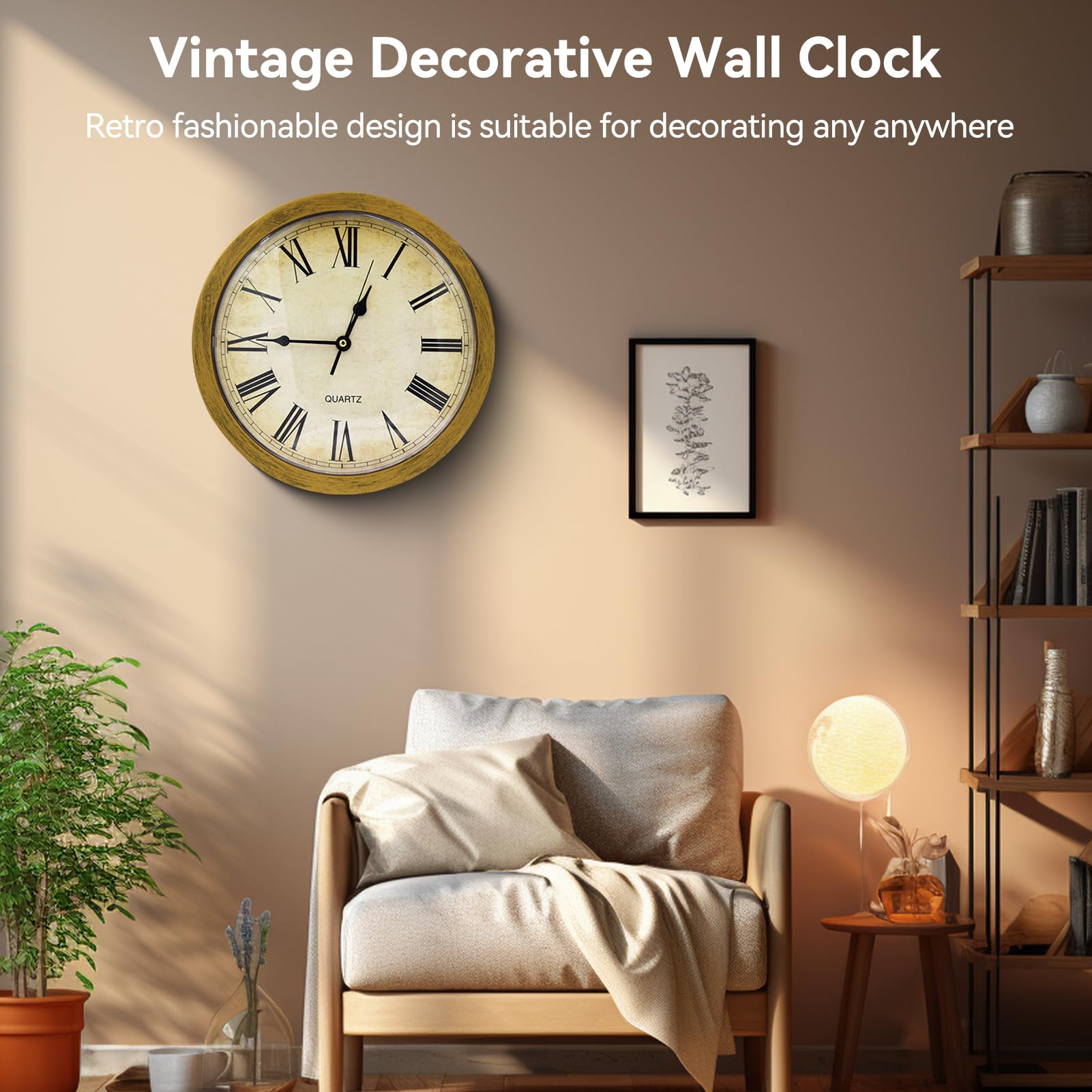 25cm 2 in 1 Orologi da Parete con Scomparto Segreto, Rotondo Orologio da Muro Orologio da Parete Cucina Casseforti di Diversione with 3 Segreto Compartimento per Gioielli Cash per Cucina, Soggio(Oro)