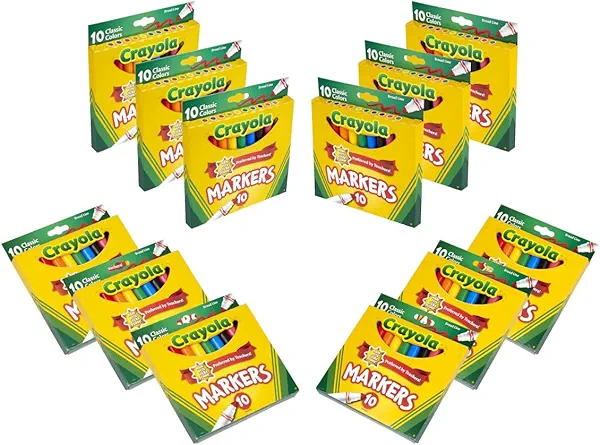 Crayola Broad Line Markers (12pk), Teacher Supplies, Bulk School Coloring Markers for Kids, Must Have Classroom Essential for Preschool & Kindergarten