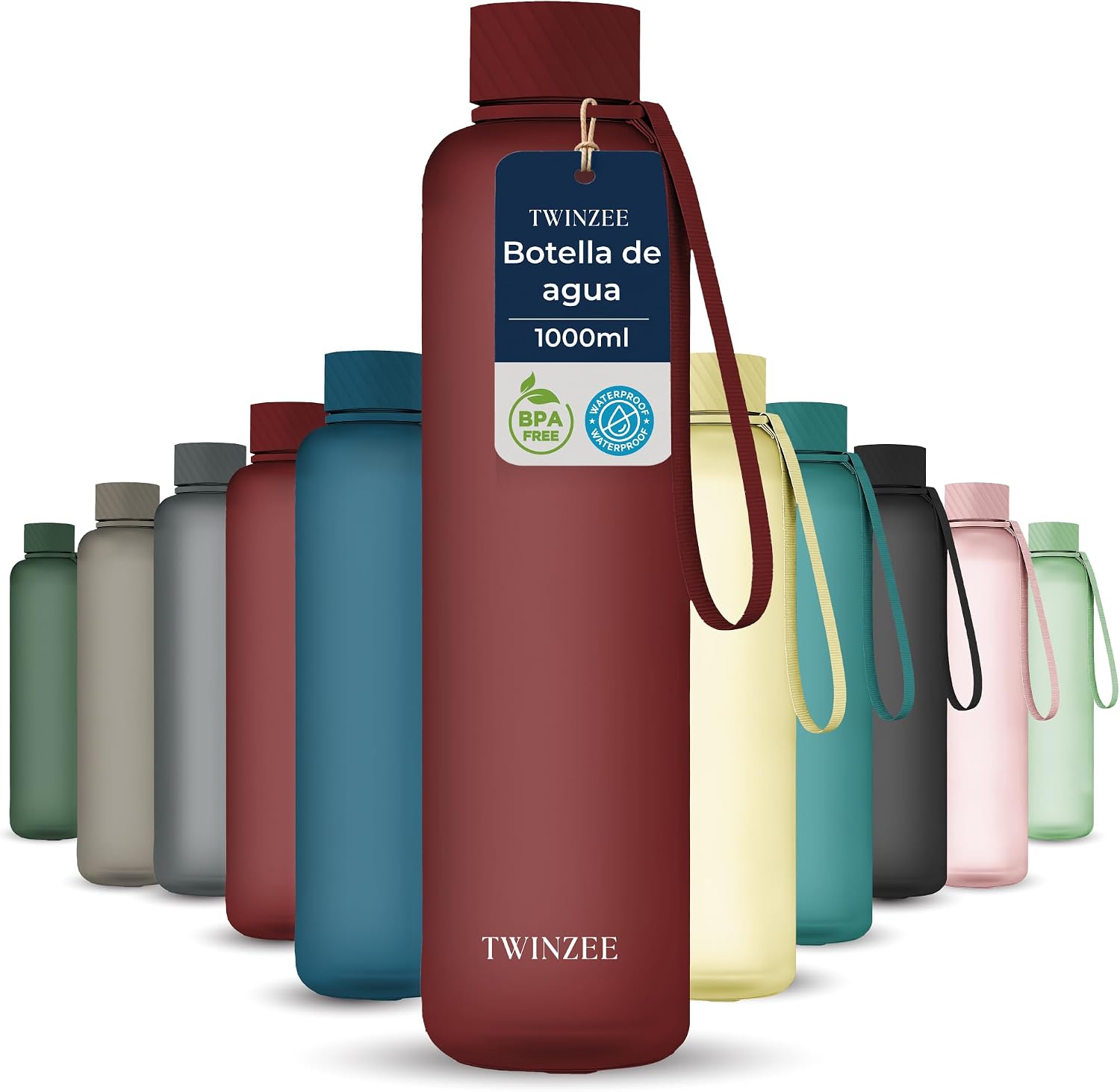 Twinzee 1L Leak Proof BPA-Free Sports Water Bottle for School and Office – 1 Litre Dishwasher Safe – Red