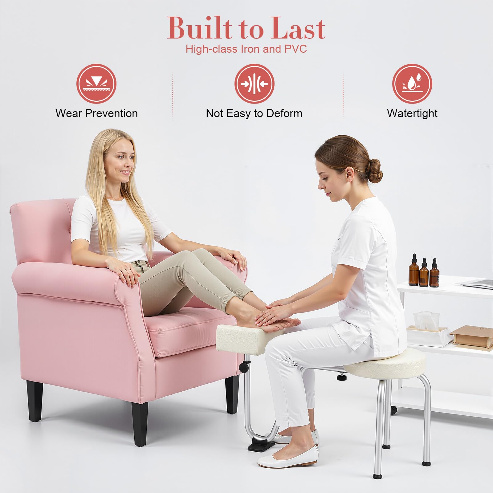 Taburete para Pedicura Reposapiés con Almohadilla Antideslizante para Salón de Belleza