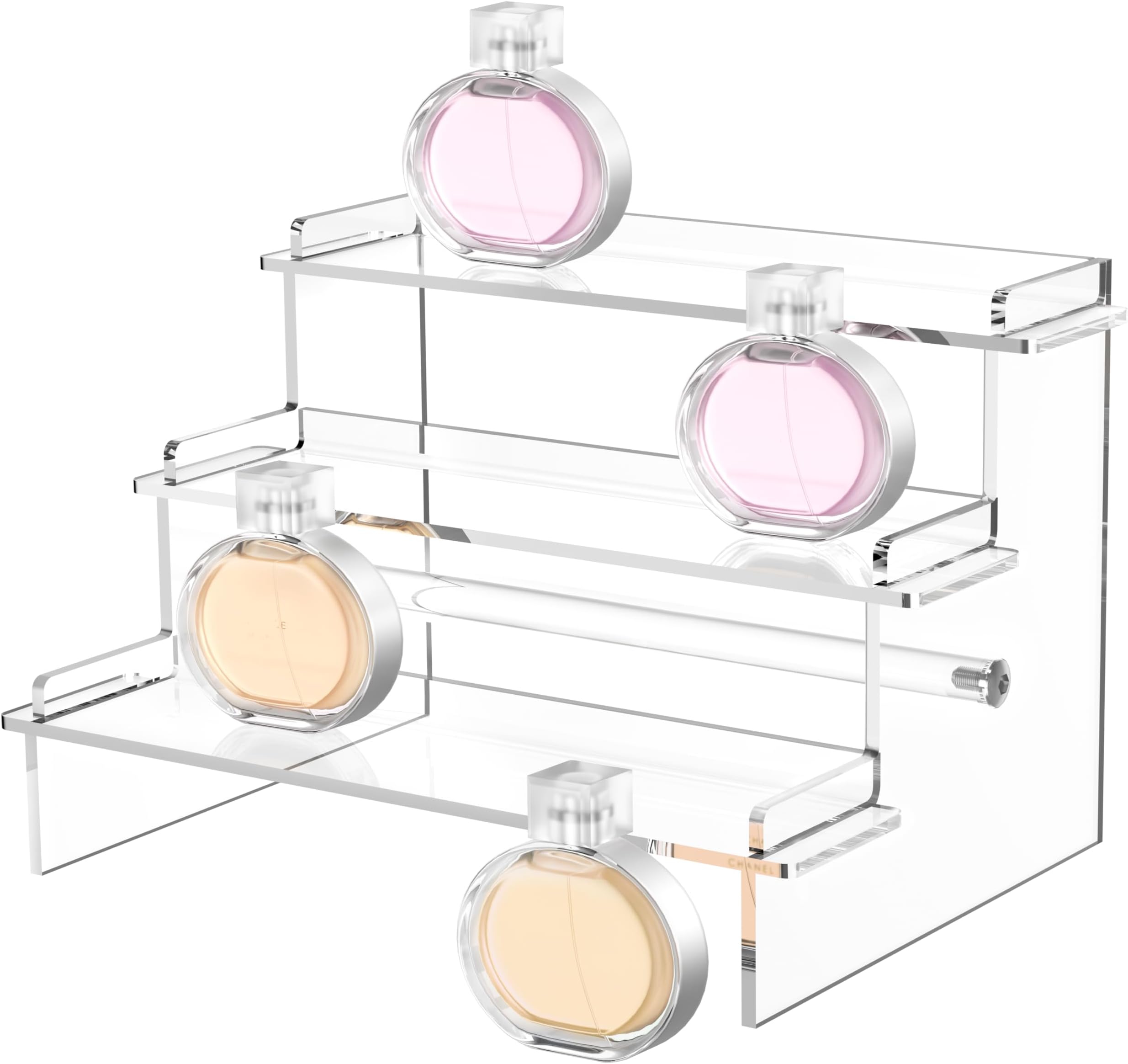 Perfume Organizer Cupcake Display Stand Cologne Organizer for Men, 4 Tiered Acrylic Storage Shelves, Clear Riser Plastic Holder Compatible with Funko Pops Figures, Ornament, Skincare, Vanity