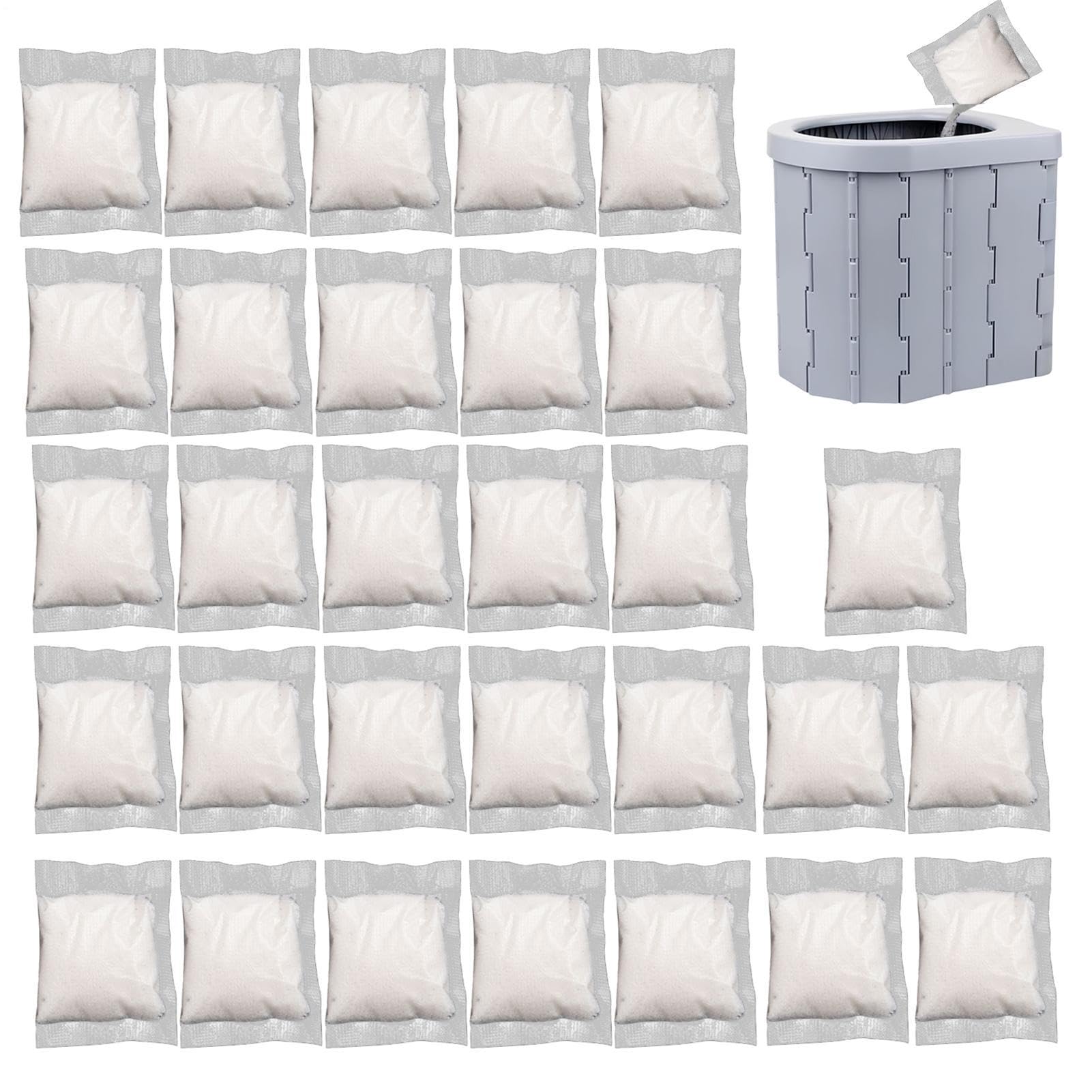 Pee Powder 30pcs Portable Toilet Absorbent Gel Urine Gel Absorbent Powder Sachets for Adults Suitable for Fishing Hiking Traffic Jams