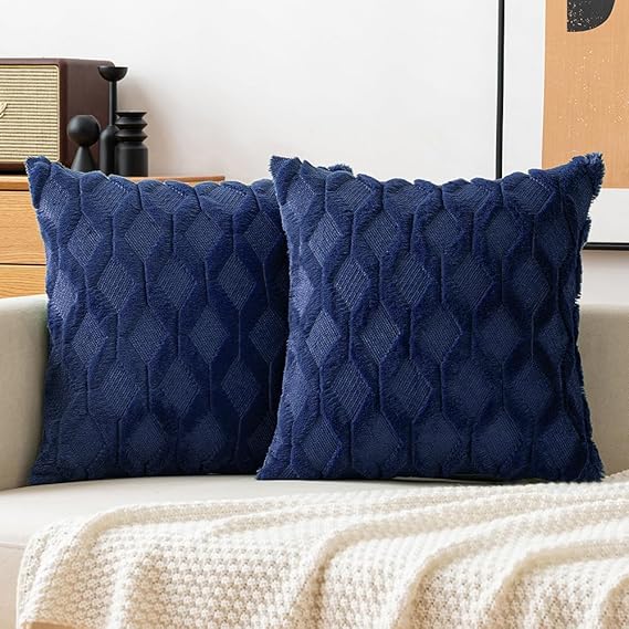 Amazon.com: MIULEE Dark Blue Throw Pillow Covers 20x20 Set of 2 Decorative Farmhouse Couch Throw ...
