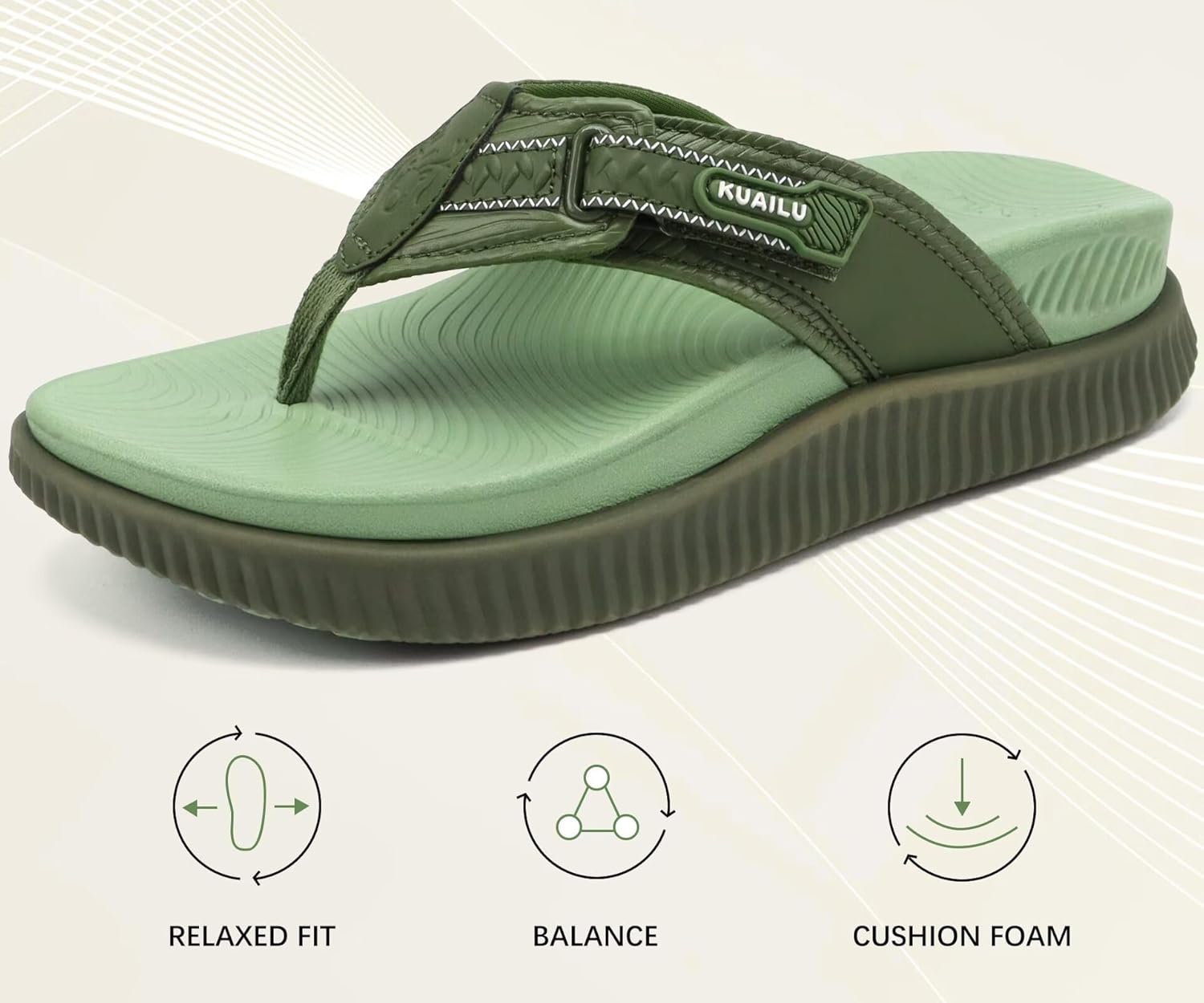 KuaiLu Womens Orthotic Cushion Flip Flops Sport Recovery Walking Sandals for Women with Comfortable Arch Support - Adjustable Flatform Slip On Indoor Outdoor For Summer Casual - Image 7