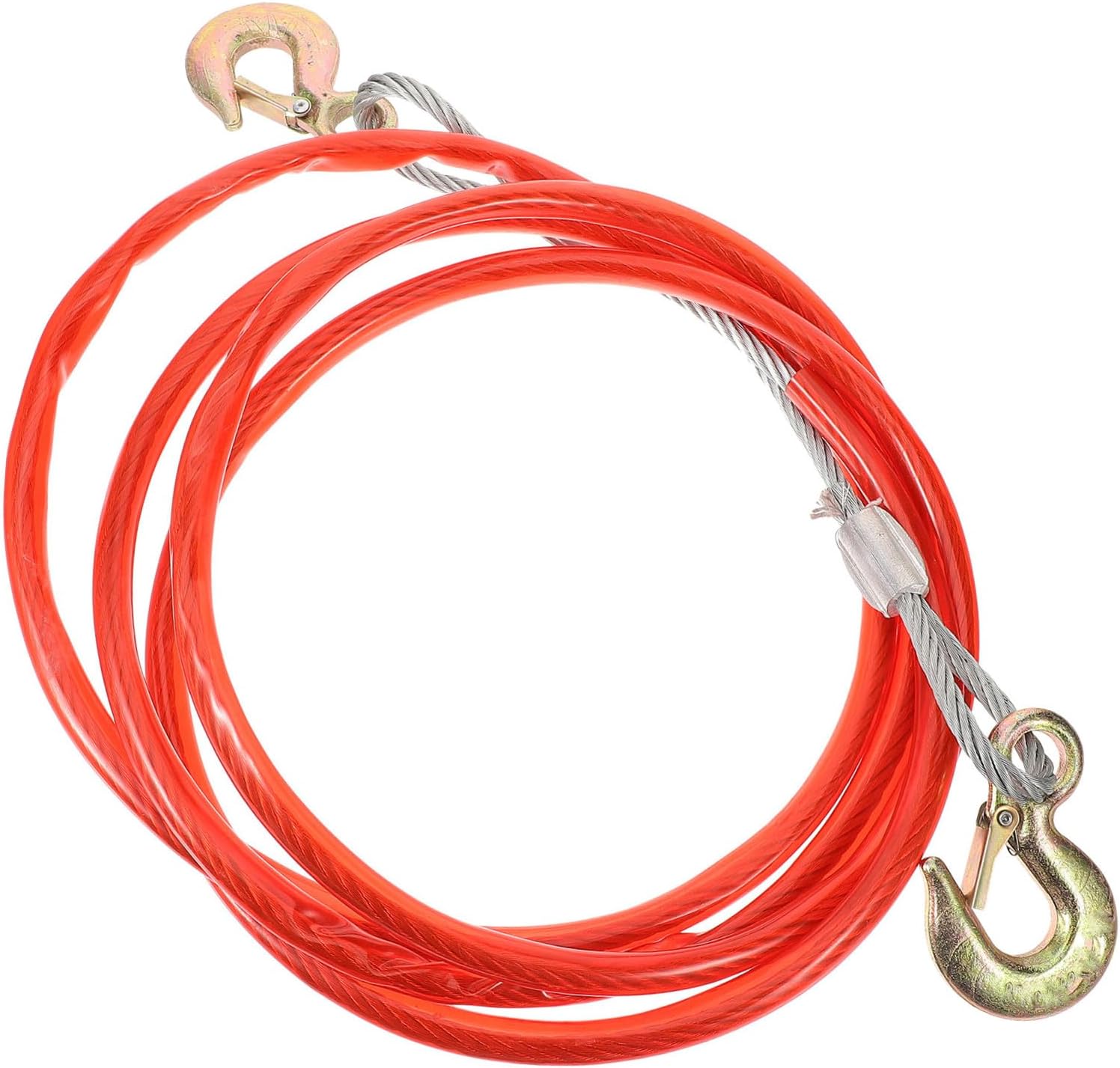 Abaodam Heavy Duty Thicken 10mm Trailer Traction Rope with Hook 4m Steel Wire Car Cable for Off-Road and Emergency Towing