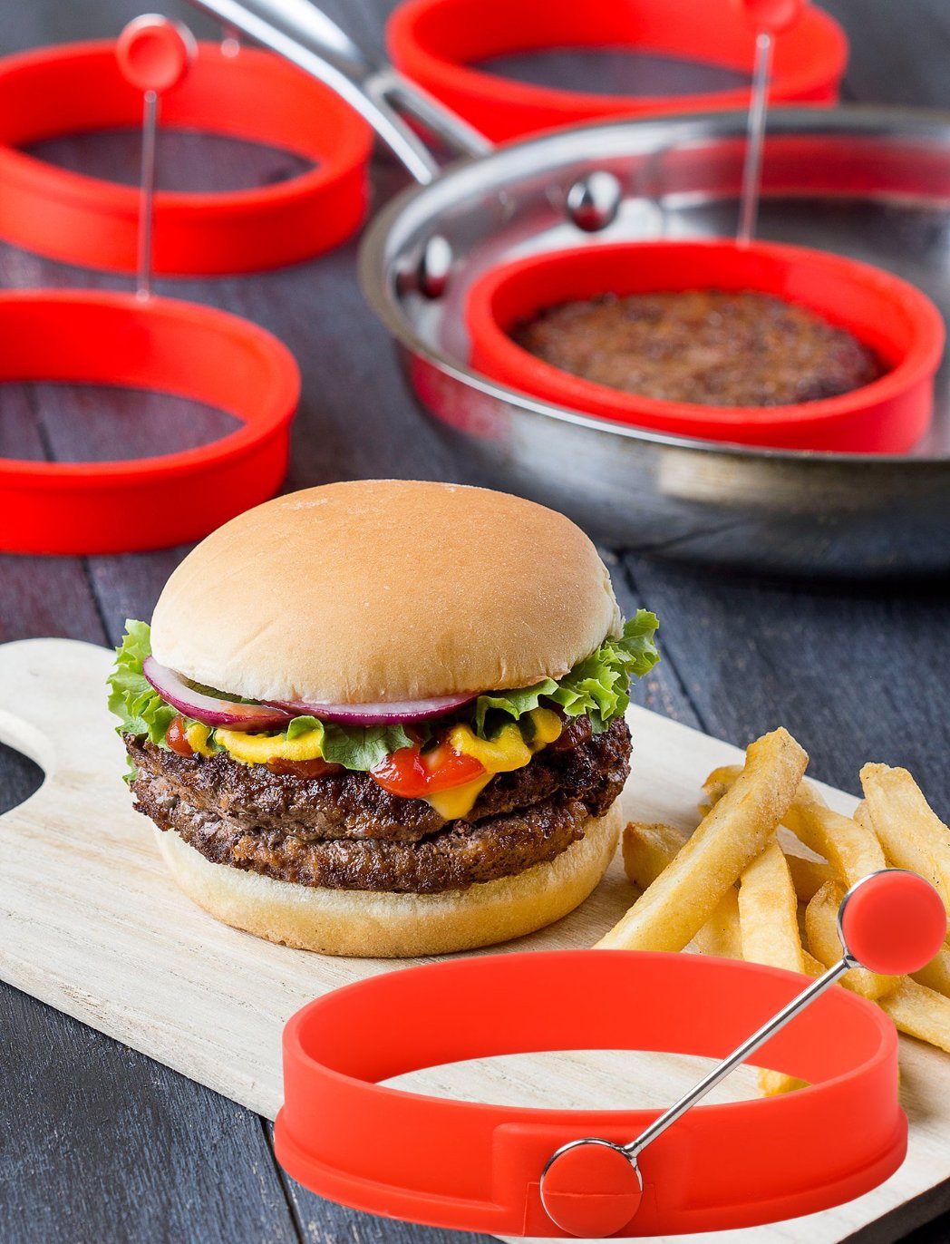 4 Anneaux à œufs En Silicone Antiadhésifs - Pour œufs Ronds, Crêpes, Burgers (multicolores)