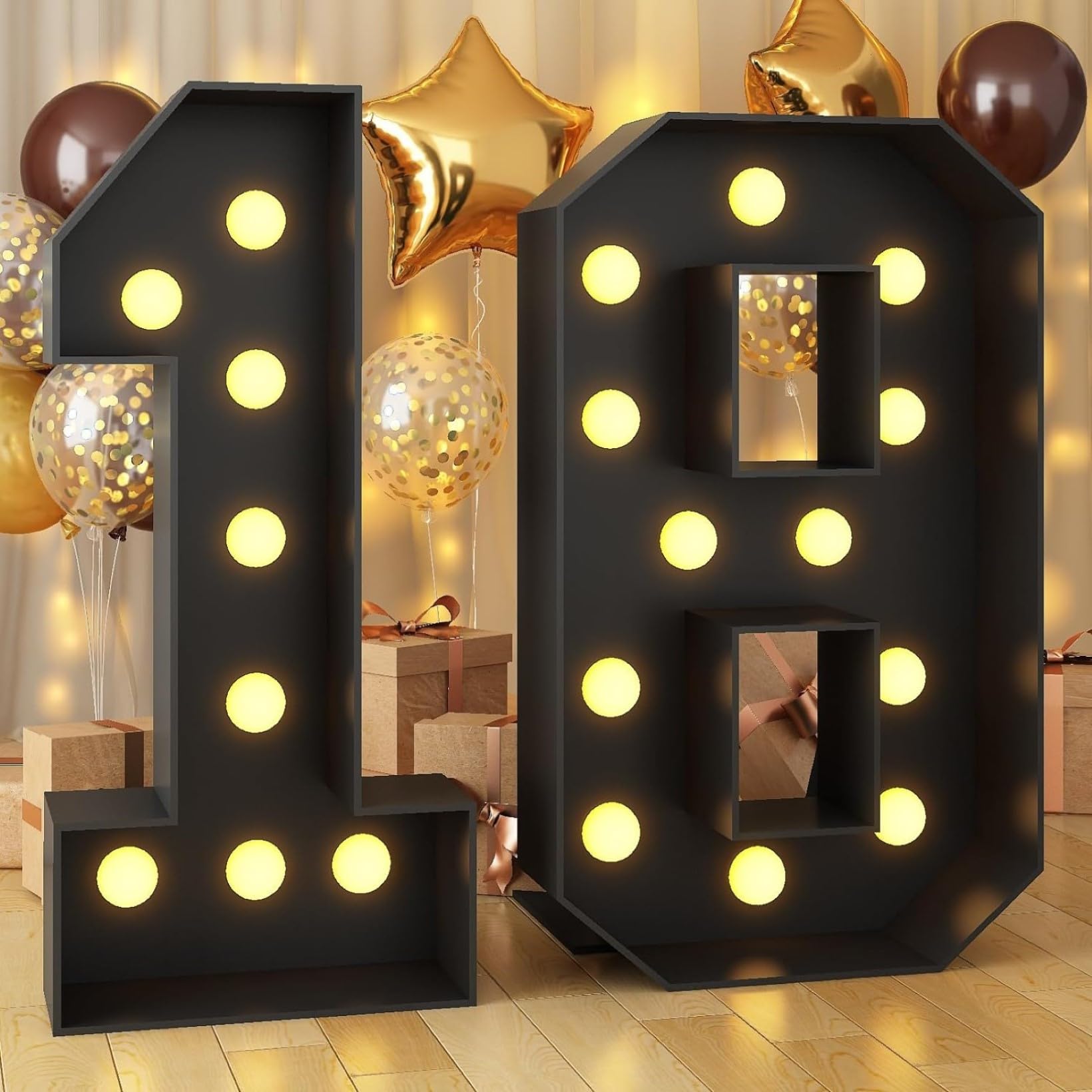 100CM/3.3FT Black Frame Light Up Number 18, Marquee Light Up Numbers, Mosaic Giant Marquee LED Light, Anniversary Party Decorations, Birthday Wedding DIY Decor