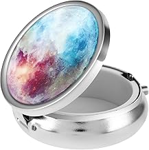 Pill Box Elegant Small Pill Case with Mirror Portable Travel Pill Container Holder for Bag Decorative Metal Medicine for Vitamins Fish Oil Dietary Supplement