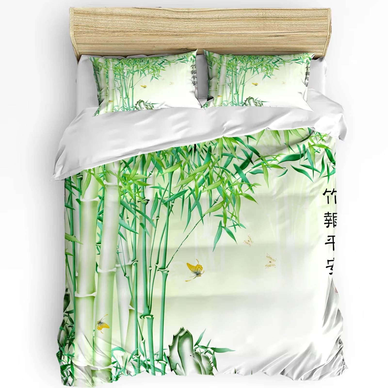 Parure de lit bambou vert pour créer une ambiance zen et poétique dans la chambre adulte