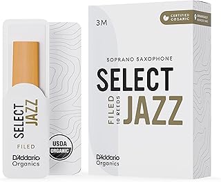 Organic Select Jazz Filed Soprano Saxophone Reeds - Sax Reeds - Individually Sealed - 3 Medium, 5 Pack
