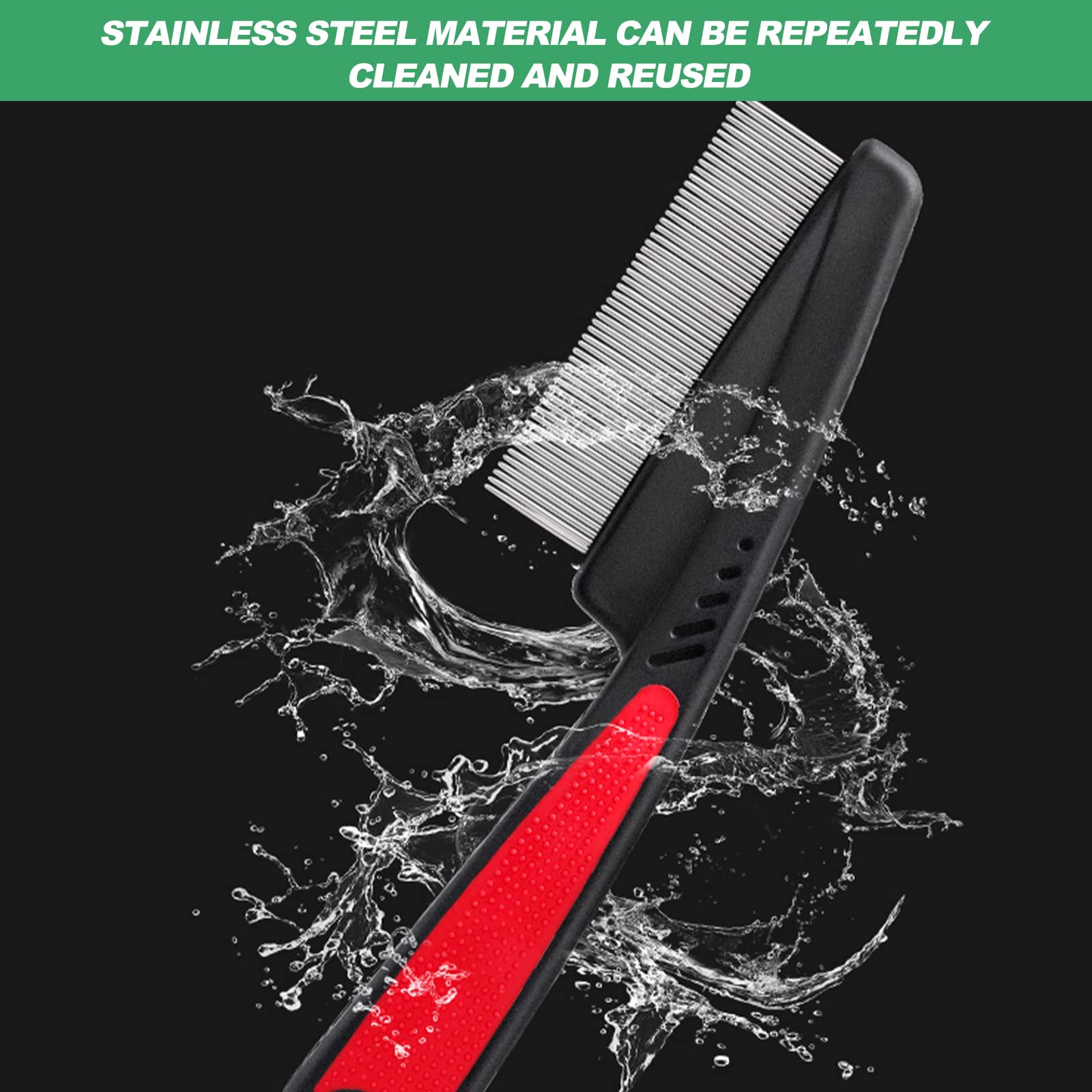 Lice Flea Comb Lot de 2 peignes anti-puces professionnels pour chiens et chats Peigne à poux Peigne à poussière Peigne à puces Peigne à dents grossières et fines en acier inoxydable