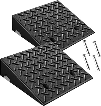 KROAK Heavy-Duty Rubber Curb Ramps 2-Pack, 6" Height & Extra-Wide 18.8" Width, Supports 11800LBS, Non-Slip Driveway Ramps for Cars, Scooters, Lawn Mowers & Motorcycles