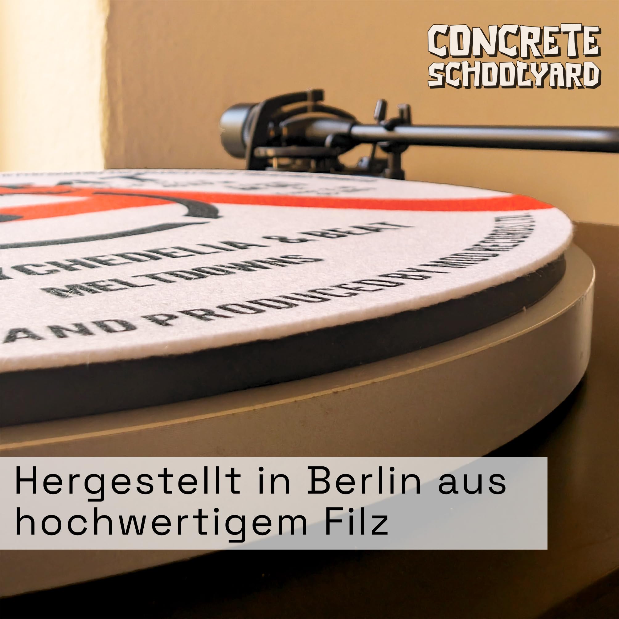 Custom bedruckte Filz-Slipmat für Plattenspieler | Personalisiert mit Bild, Design oder Logo | Hochwertiger Druck auf weichem Premium-Filz | Vinyl Zubehör für DJs & Sammler – Handgefertigt in Berlin