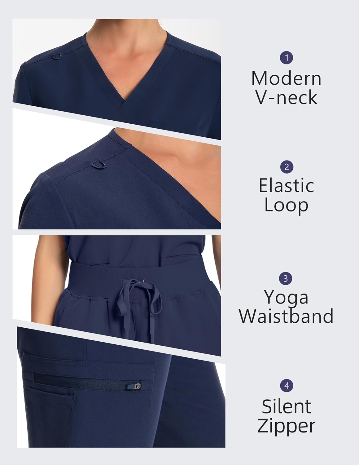 Scrubs for Women Set Medical Uniform 12 Pockets Scrubs Top and Pants for Nurses & Healthcare Workers - Image 7