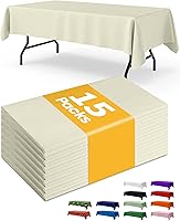 Vista 14 de Mantel de Mesa de Plástico Blanco Rectangular Paquete de 15, Mantel de 54''×108'' para Mesas de 6 pies, Mantel para Uso Desechable, Cubierta de Mesa