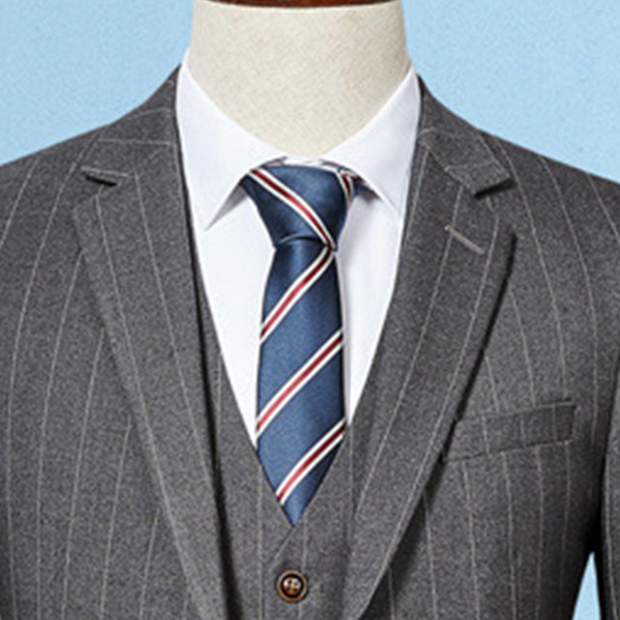 Completo da uomo gessato 3 pezzi elegante a righe con due bottoni set per uomo gessato abiti slim fit per affari