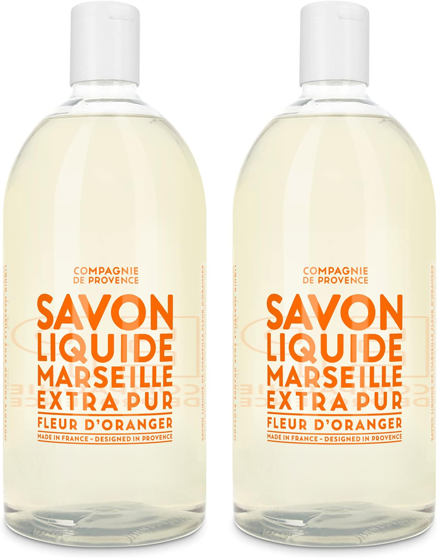 Compagnie de Provence Savon de Marseille Extra Pure Liquid Soap - Orange Blossom - Bulk 67.6 Fl Oz Plastic Bottle Refill