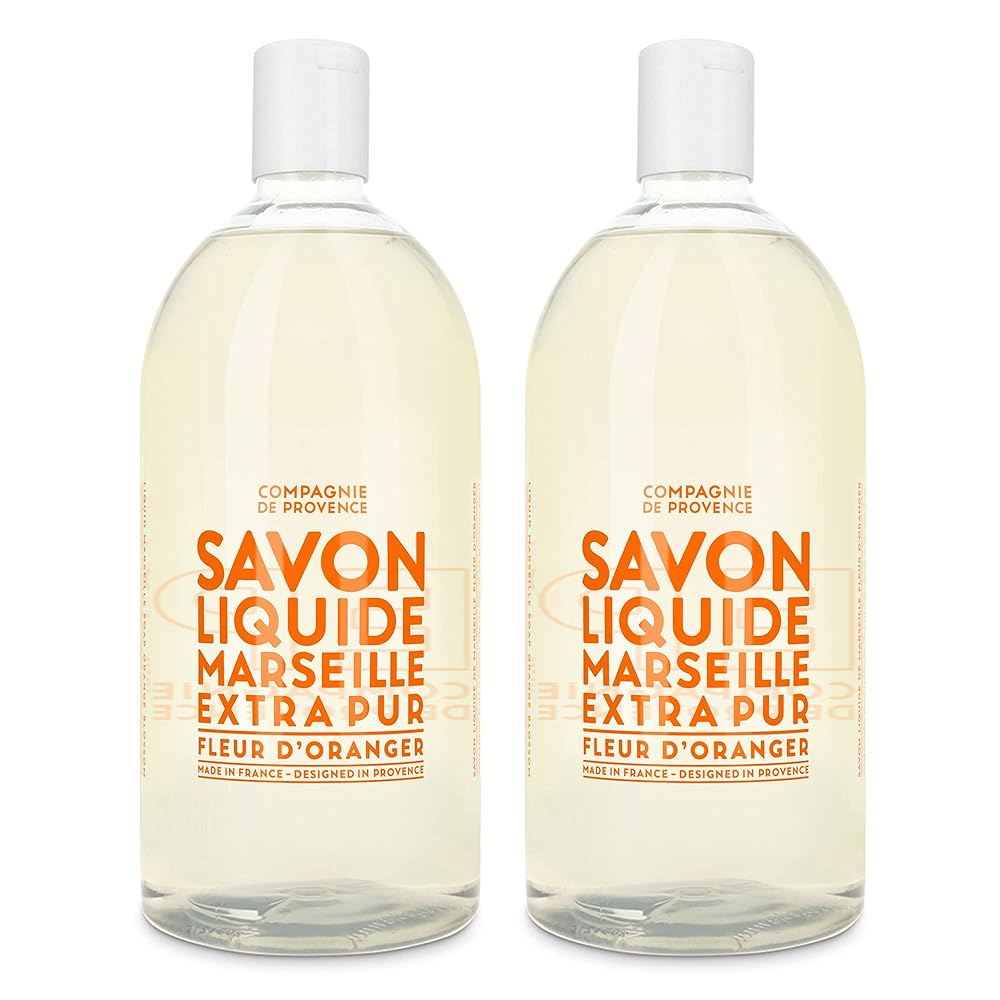 Compagnie de Provence Savon de Marseille Extra Pure Liquid Soap - Orange Blossom - Bulk 67.6 Fl Oz Plastic Bottle Refill